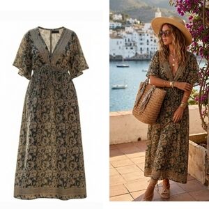 ​🌿 NWT Zury Silk Blend Boho Maxi Dress | One Size.